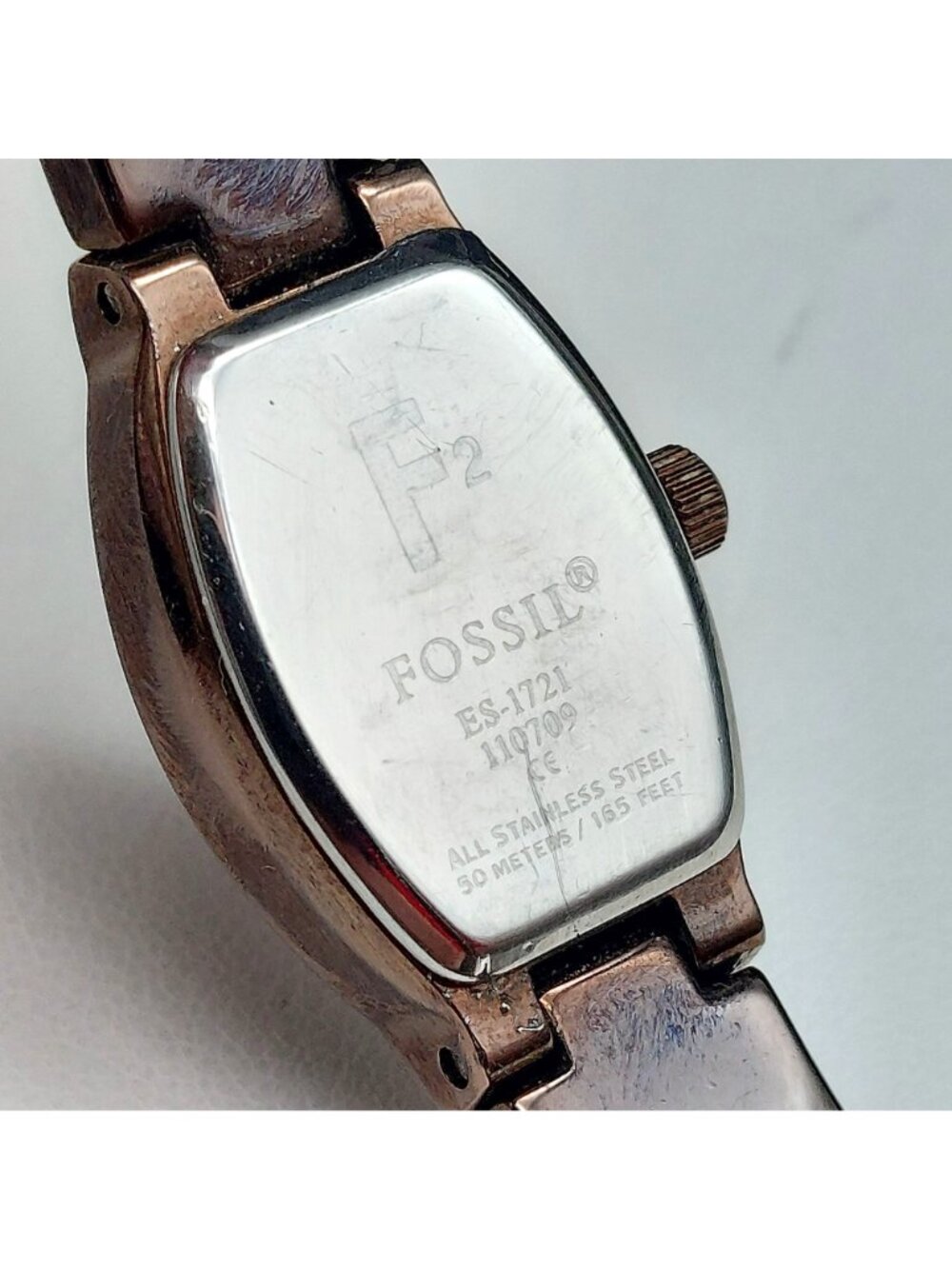 Vintage Fossil F2 Women's Watch ES-1721 Brown Dial Stainless Steel Works Great - Picture 4 of 8